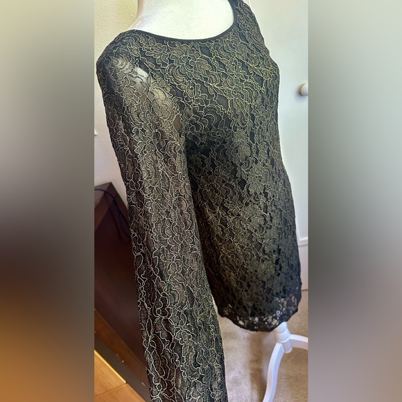 Gianna Bini black dress with a gold lace pattern- M - Picture 7 of 15